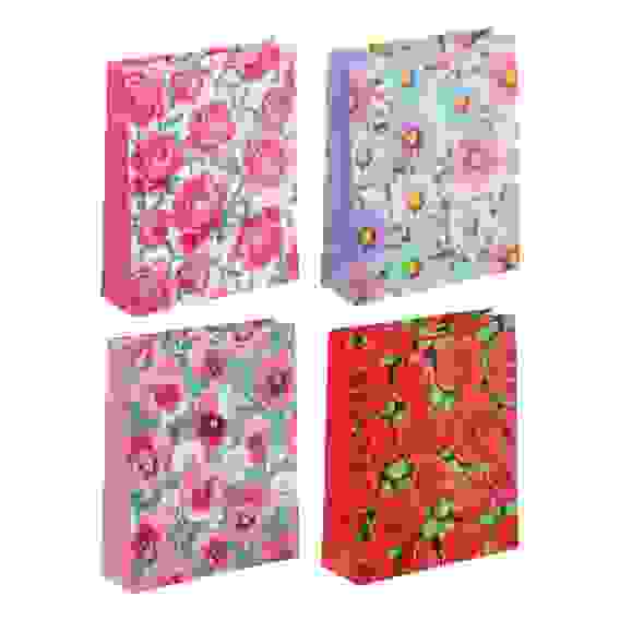 Пакет подарочный бумажный, 26x32x9 см, цветочная поляна, 128 гр, 4 дизайна