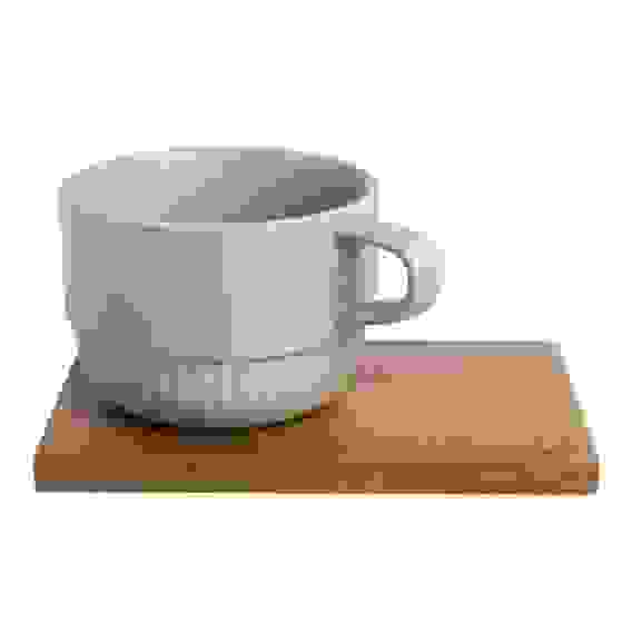 Чайная пара 250мл, 15х9,5х1см, фарфор, акация, серый FLOMIK