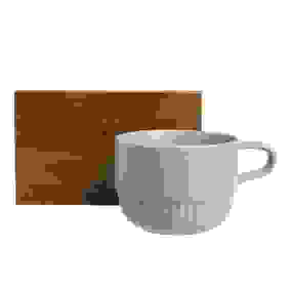 Чайная пара 250мл, 15х9,5х1см, фарфор, акация, серый FLOMIK