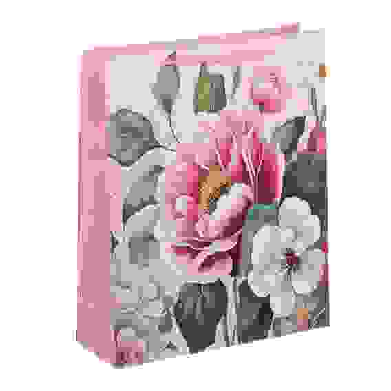 Пакет подарочный бумажный, 26x32x9 см, цветочный узор, 128 гр, 4 дизайна