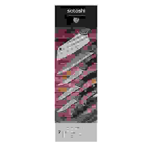 Набор ножей кухонных 7пр, с магнитным держателем и точилкой Сомьер SATOSHI