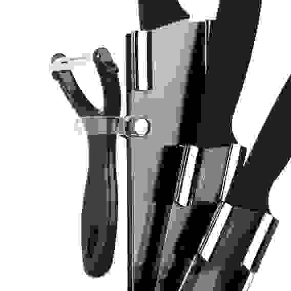 Набор ножей 5пр Ножи 8,9см; 12,7см; 20,3см, овощечистка, подставка для ножей Орис SATOSHI