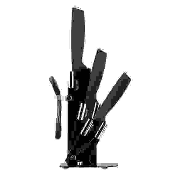 Набор ножей 5пр Ножи 8,9см; 12,7см; 20,3см, овощечистка, подставка для ножей Орис SATOSHI