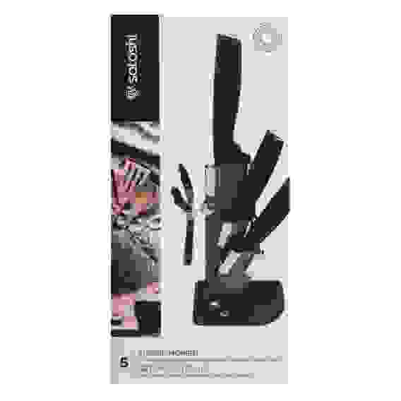 Набор ножей 5пр Ножи 8,9см; 12,7см; 20,3см, овощечистка, подставка для ножей Орис SATOSHI