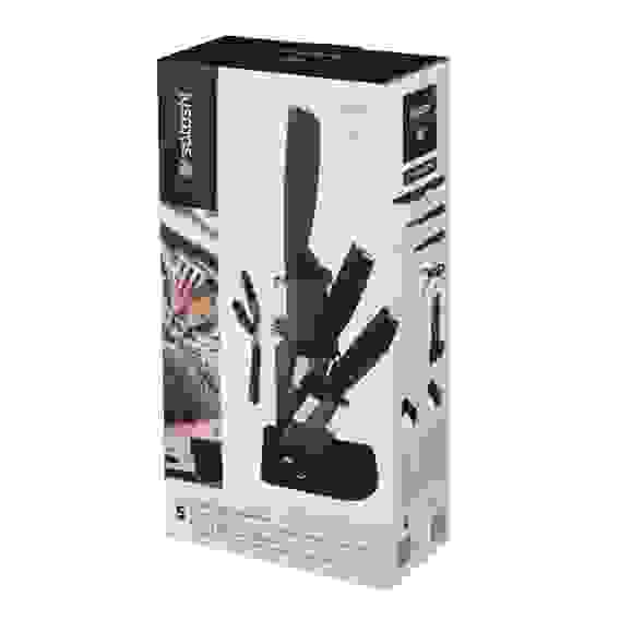 Набор ножей 5пр Ножи 8,9см; 12,7см; 20,3см, овощечистка, подставка для ножей Орис SATOSHI