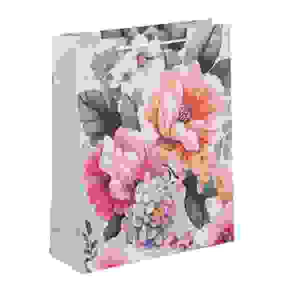 Пакет подарочный бумажный, 26x32x9 см, цветочный принт,128 гр, 4 дизайна