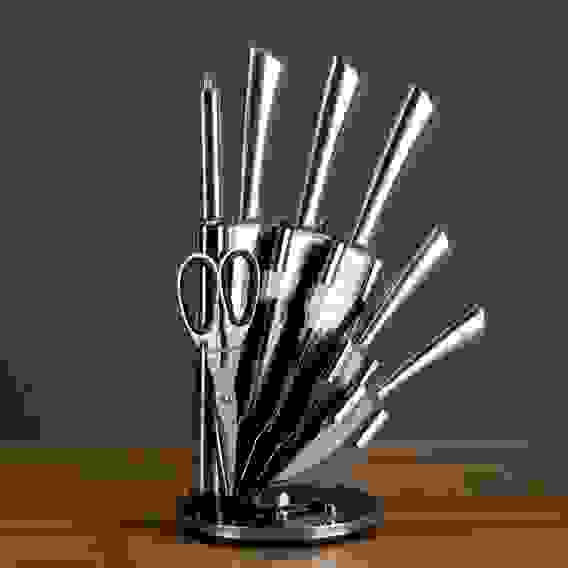 Набор ножей кухонных 8пр, ручки хром, акриловая подставка Мартелл SATOSHI