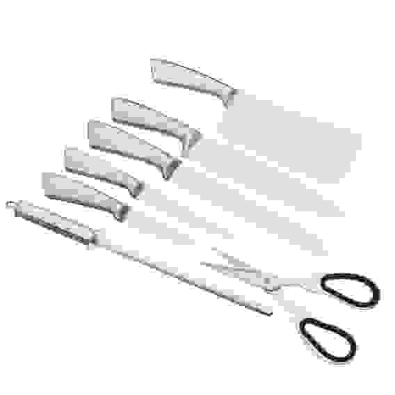 Набор ножей кухонных 8пр, ручки хром, акриловая подставка Мартелл SATOSHI