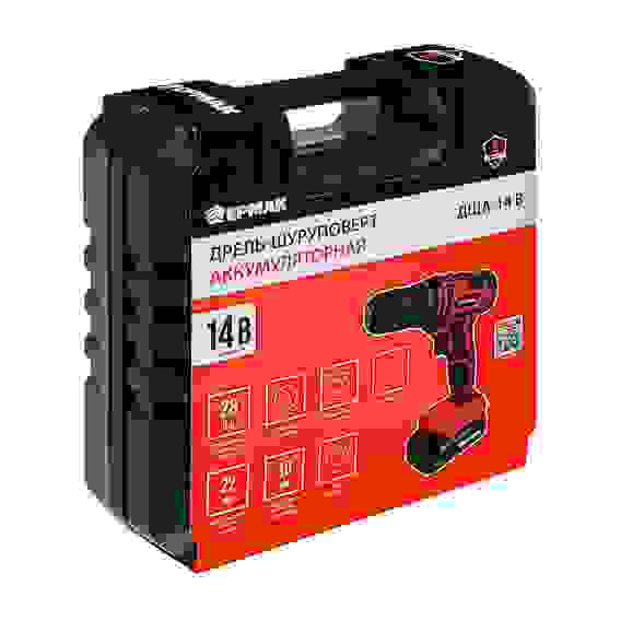 Дрель-шуруповерт аккум. ДША-14в, 0-550- 1550 об/мин, 1,3 Li-on (1), 28 н*м, подсветка ЕРМАК