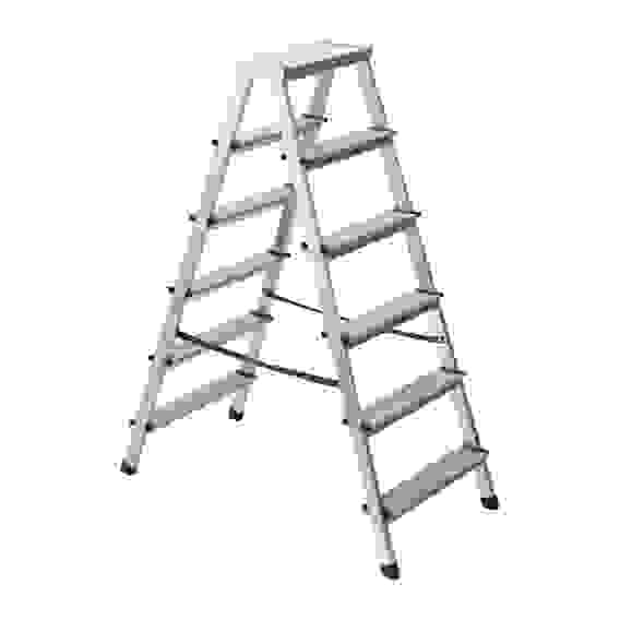 Стремянка двухсторонняя 6ст, алюминиевая, Россия//Сибртех