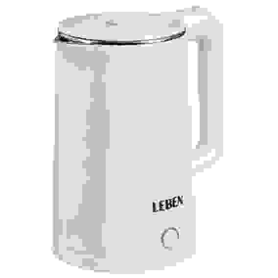 Чайник электрический 1,8л, 1850Вт, скрытый нагревательный элемент, белый пластик LEBEN