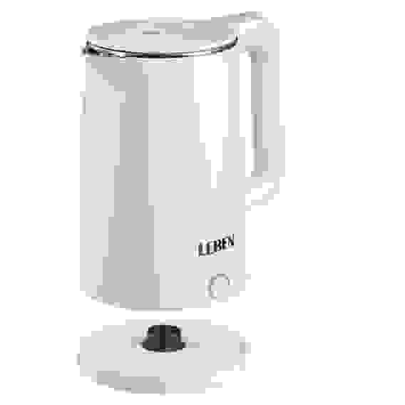 Чайник электрический 1,8л, 1850Вт, скрытый нагревательный элемент, белый пластик LEBEN