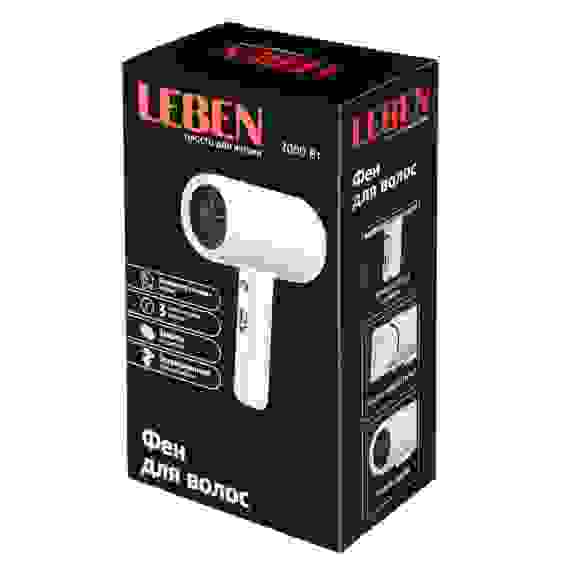 Фен для волос, 2000 Вт, 3 режима обдува, 220-240В, белый LEBEN