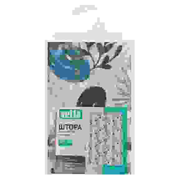 Шторка для ванной, с утяжелителем, полиэстер, 90 г/м2, 180x180см, 12 колец метал/бусины, &quot;Факт VETTA