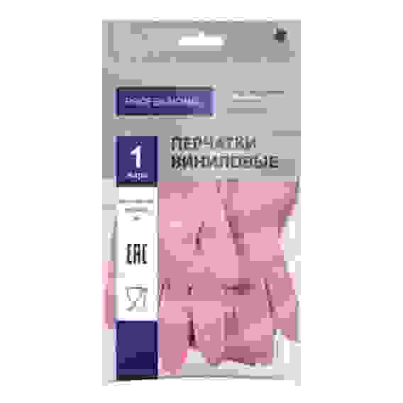 Перчатки хозяйственные виниловые, TP TC. розов, L