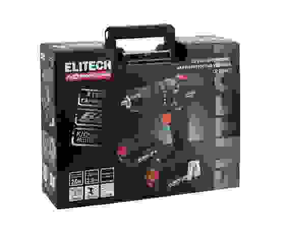 Дрель-шуруповерт акк. ELITECH CD 20ISL2, бесщеточный, 60 Hм, 0-500/0-2000 об/мин, 20В, Li-Ion 2*2 Ач