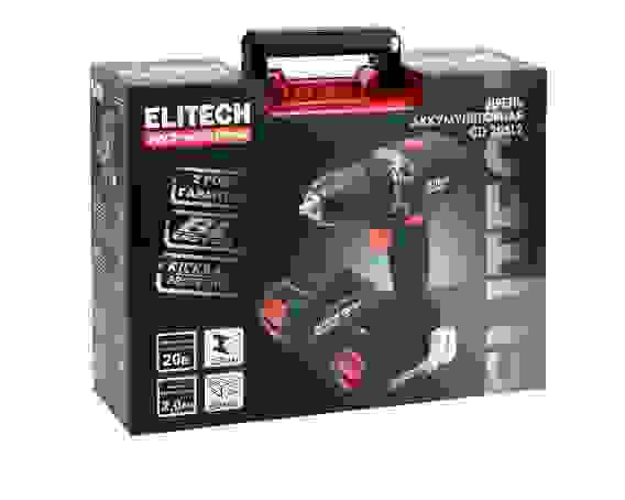 Дрель аккумуляторная ELITECH CD 20SL2, бесщеточный, 60 Hм, 0-500/2000 об/мин, 20В, Li-Ion 2*2 Ач