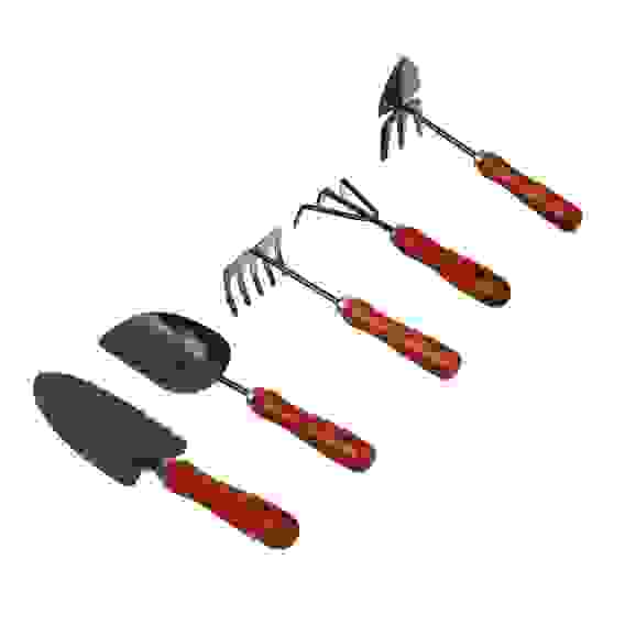 Акция!Набор садовых инструм 5шт (совок, грабли, рыхлитель, мотыга, лопатка), дерево, металл INBLOOM