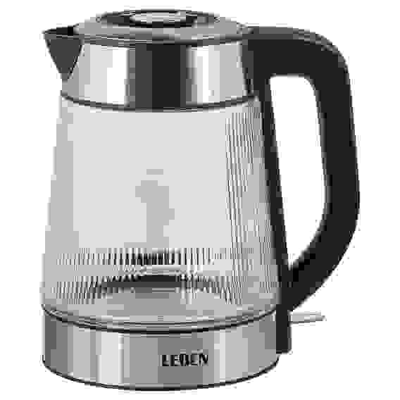 Чайник электрический стеклянный 1,8л 1850 Вт рифленое стекло, бордовый LEBEN