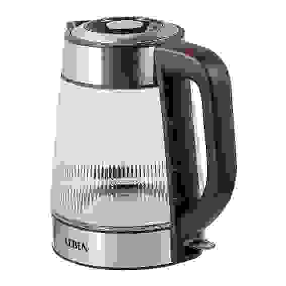 Чайник электрический стеклянный 1,8л 1850 Вт рифленое стекло, бордовый LEBEN