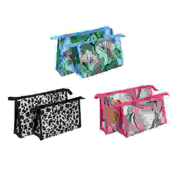 Набор косметичек 2 шт, полиэстер, ПВХ, L 26,5х17х7см, M 23х14,5х5,5см, 3 диз. ЮL