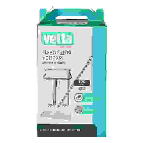 Набор для уборки: швабра, ведро с механизмом отжима, 2 насадки, микрофибра VETTA