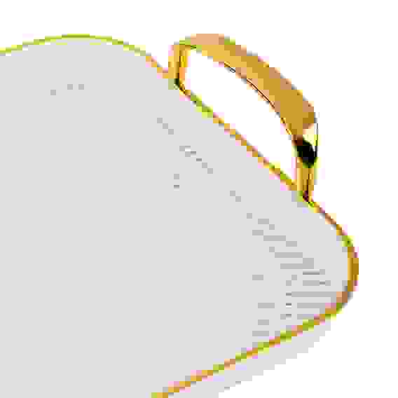 Поднос прямоугольный с ручками с золотой каемкой 42,5x27x3см РЕТ