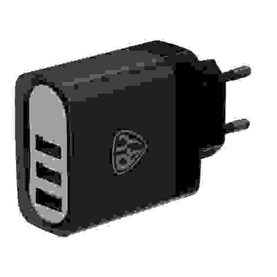 Сетевое зарядное устройство Максимум, быстрая зарядка QC3.0, 3xUSB, 30 Вт, черный BY