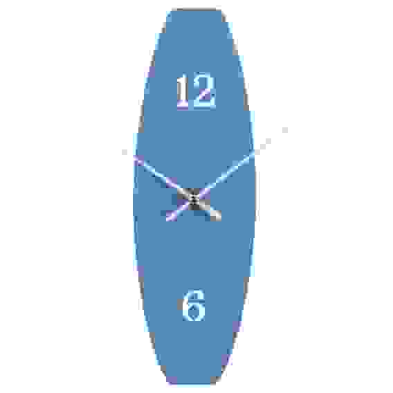 Часы настенные из металла, 37*12 см, открытая стрелка, пастельно-синий "Волна" Рубин