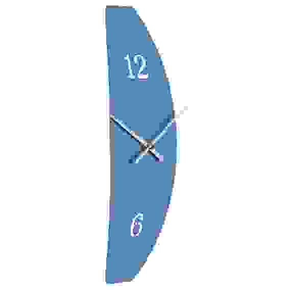 Часы настенные из металла, 37*12 см, открытая стрелка, пастельно-синий "Волна" Рубин