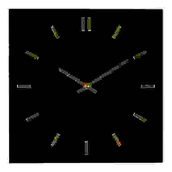Часы настенные из стекла, 28х28 см, чёрный+золото, открытая стрелка, \"Моно\" Рубин
