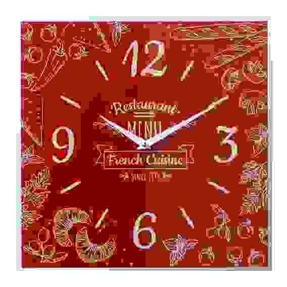 Часы настенные из стекла 35х35 см, открытая стрелка "Французкая кухня"