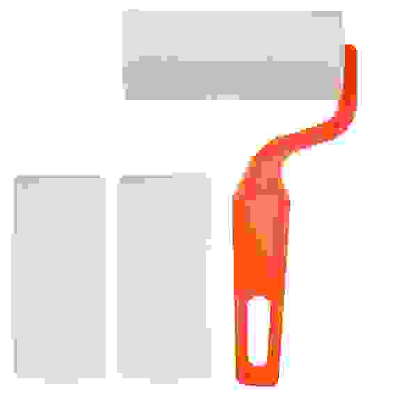 Набор: мини-валик поролон 100х16х6мм, ручка пластик + 2 ролика ЕРМАК