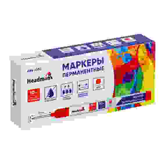 Маркер перманентный удлиненный, тонкий стержень красный HEADMAN