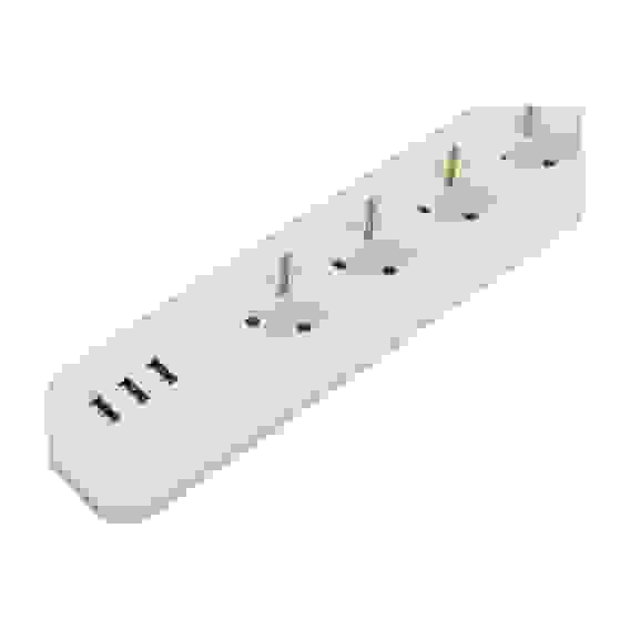 Сетевой фильтр ЭРА USF-4es-3m-3xUSBA-W с базовой защитой с заземлением с выключателем 4 розетки+3xUS