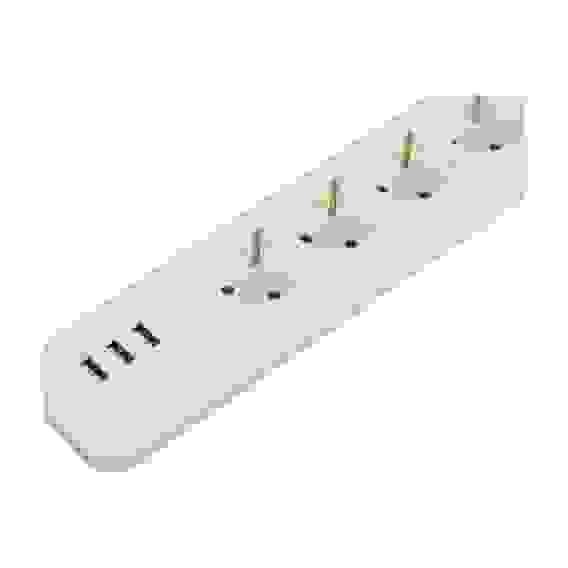 Сетевой фильтр ЭРА USF-4es-3m-3xUSBA-W с базовой защитой с заземлением с выключателем 4 розетки+3xUS