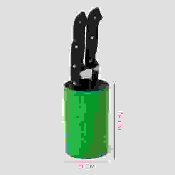 Подставка для ножей с наполнителем Доляна «Кракле», 14×9 см, soft-touch, зелёная