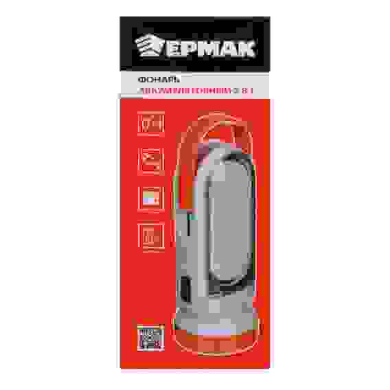 Фонарь аккумуляторный 2-в-1 17+0,5Вт LED, шнур 220В, солнечн. батарея, пластик, 14,5x5,5см ЕРМАК
