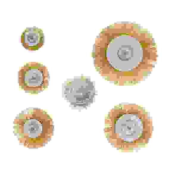 Набор щеток для дрели, 6 шт., 5 Плоских 40-50-65-75-100 мм, 1 Чашка 50 мм, со шпильками// Matrix