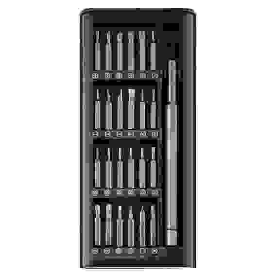 Набор для точных работ 25в1: отвертка + биты 24шт (никелированные,25мм), кейс пластик.с магнит ЕРМАК