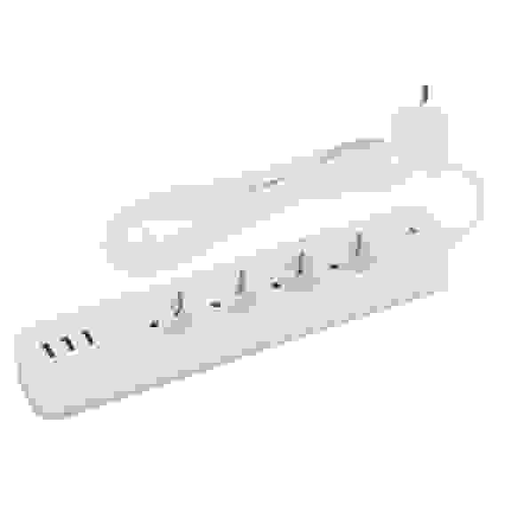 Сетевой фильтр ПВС 3х0.75 4роз+3USB 1,5м 10А белый термозащита/варист, земля, PP USF-4es-1,5m ЭРА