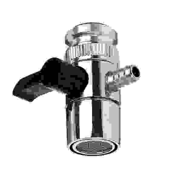 Диверотор-переходник для смесителя, отвод для шланга d=8мм, цинк, хром