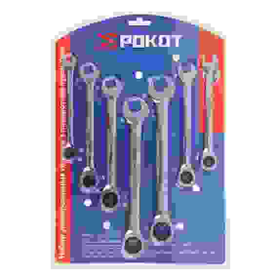 Набор комбинированных ключей с трещоткой, 7 шт. РОКОТ
