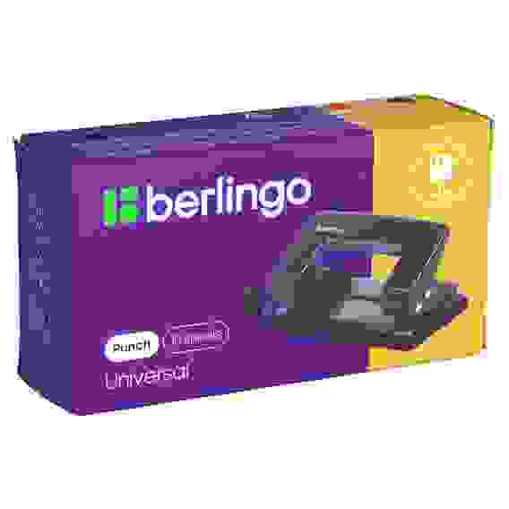 Дырокол Berlingo &quot;Universal&quot; 10л., металлический, черный, с линейкой