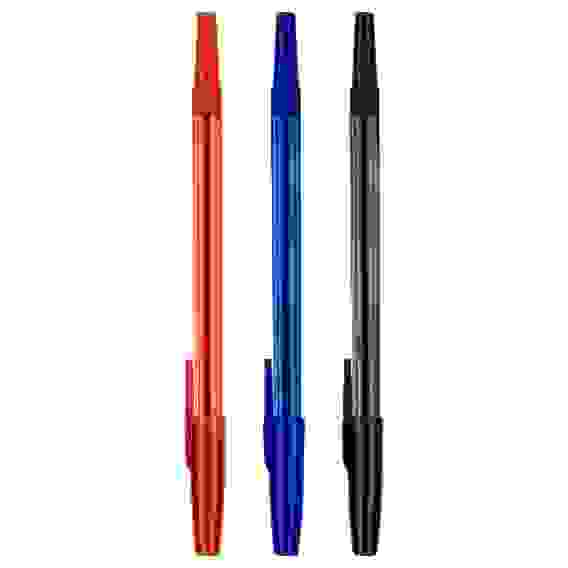 Набор шариковых ручек СТАММ "049" 3шт., 03цв., 0,7мм, тонированный корпус, пакет с европодвесом