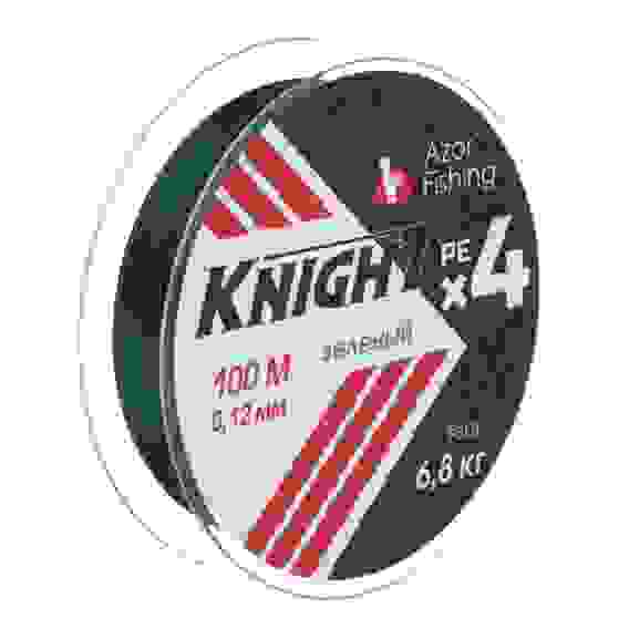 Леска плетеная PE "Найт Х4", 100м, 0,12мм, 6,8кг, зеленый AZOR FISHING