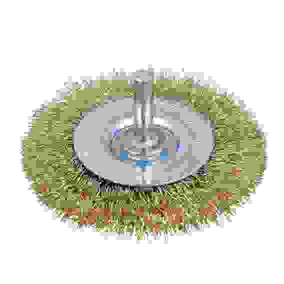 Щетка дисковая для дрели, витая латунированная стальная проволока 0,3мм, 75мм PROFI ЕРМАК