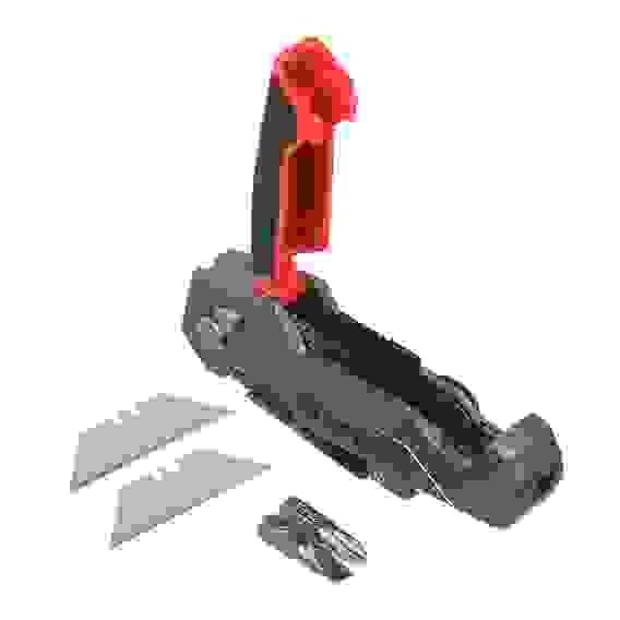 Нож универсальный складной, цинк.сплав+ABS+TPR, с выдв.лезв.19мм трап.+2 запас.лезв.+2 биты ЕРМАК