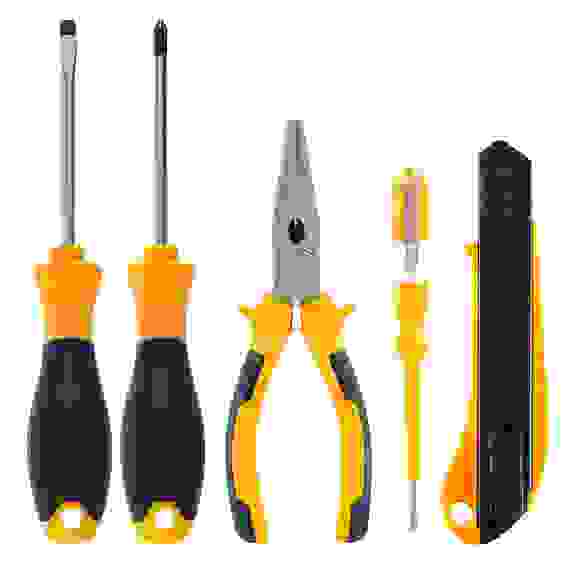 Набор 5 предметов: PH5,5х95мм+SL5,5х95мм, нож 18мм,тестер напряжения, тонкогубцы РОКОТ