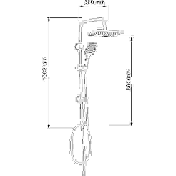 Душевая система, верхний душ 1 реж 270x180мм, ручной душ 1 реж 105x120мм, хром RAIN
